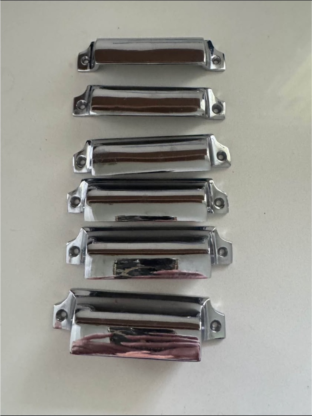 Chrome overlay solid brass Drawer Pulls - Set of 6